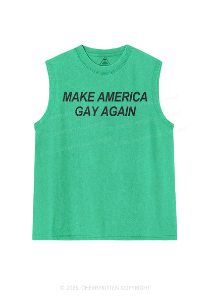 Make America Gay Again Pride Y2K Washed Muscle Tank Cherrykitten