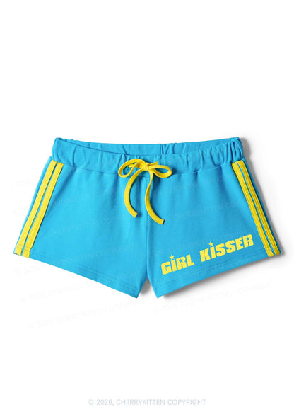 Girl Kisser Pride Y2K Drawstring Mini Shorts Cherrykitten