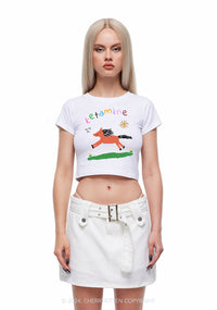 Orange Pony Y2K Baby Tee