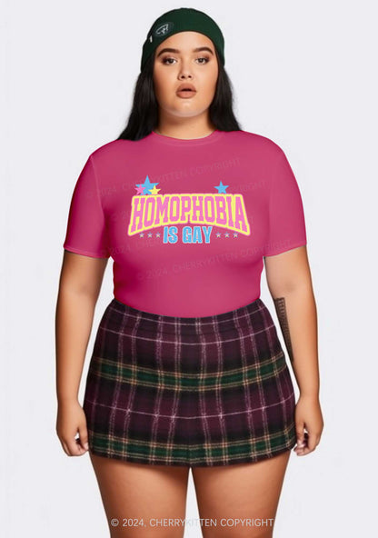 Curvy Homophobia Is Gay Y2K Baby Tee Cherrykitten