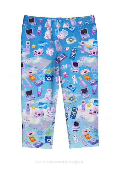Punk Digital Y2K Print Capri Pants Cherrykitten