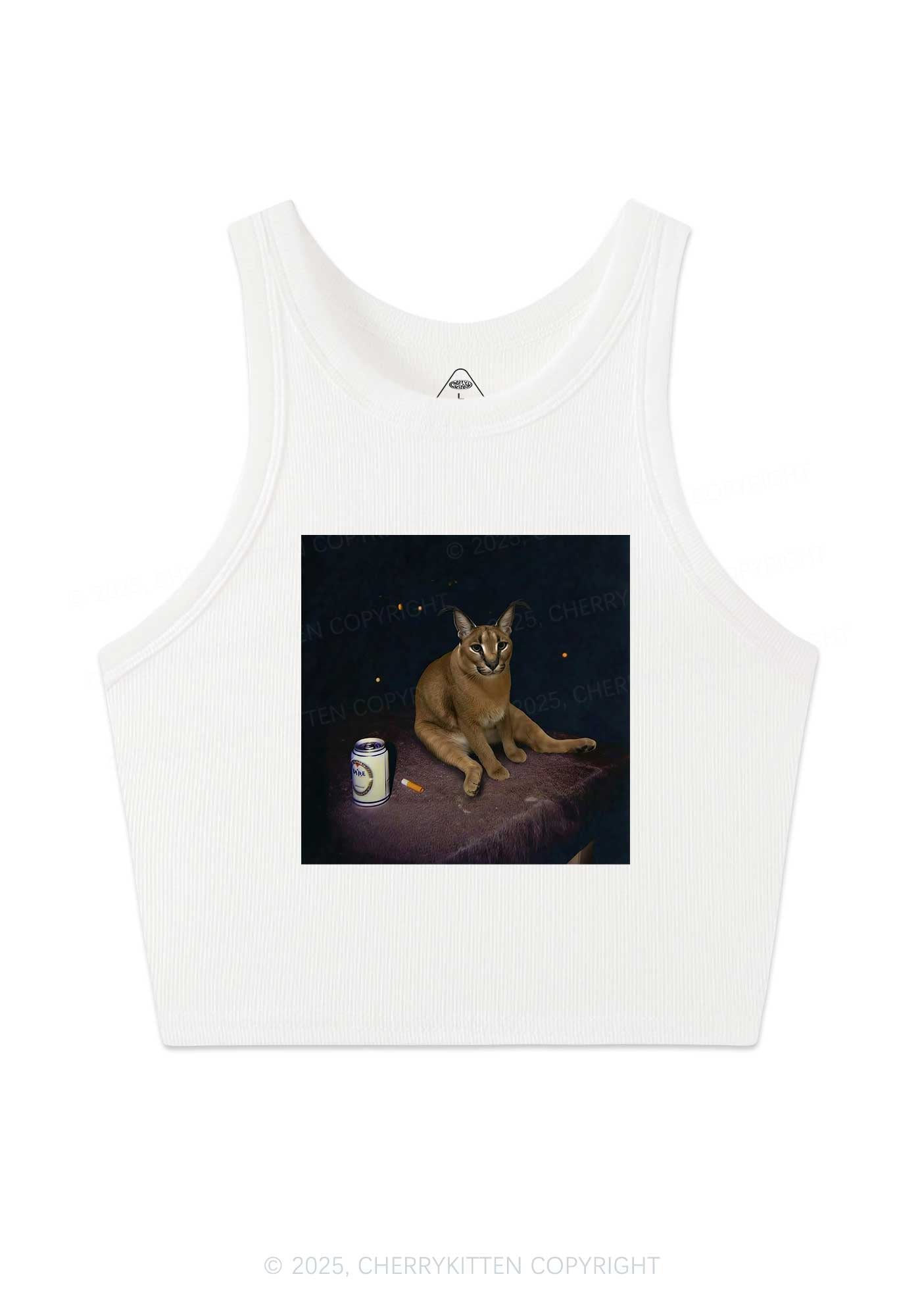 Drinking Floppa Y2K Crop Tank Top Cherrykitten