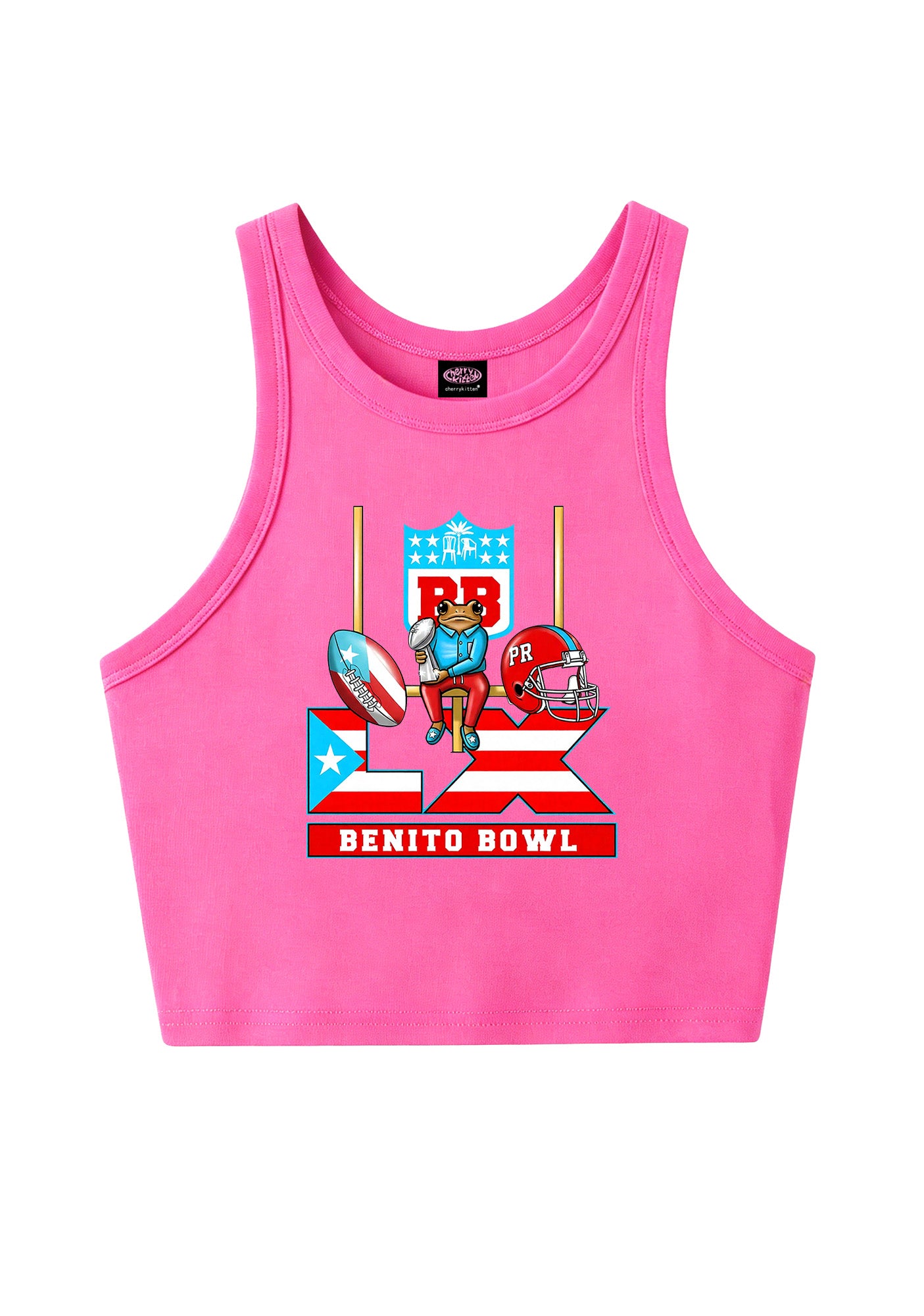 Pink Frog Y2K Crop Tank Top Cherrykitten
