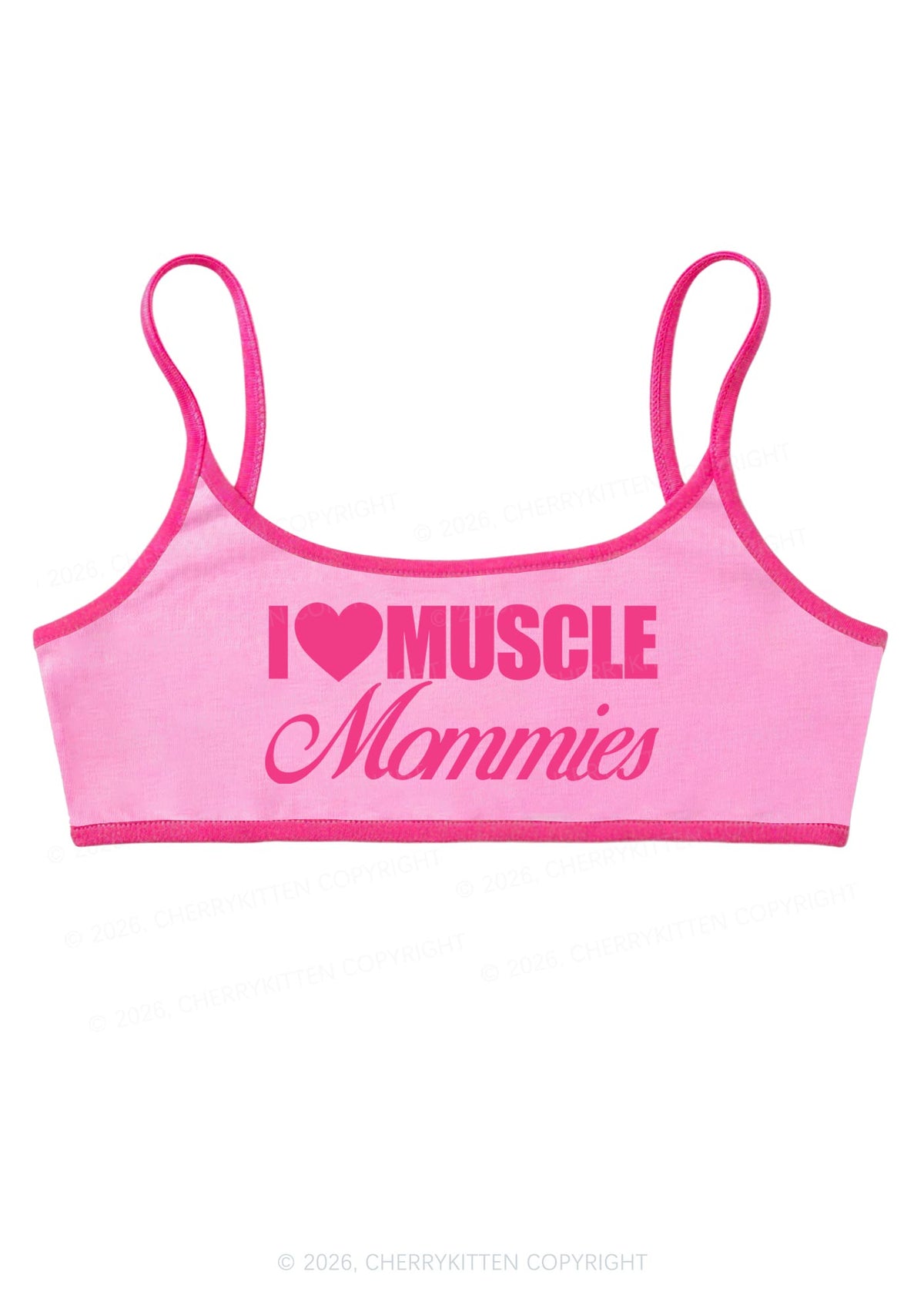 I Love Muscle Mommies Y2K Super Crop Cami Cherrykitten