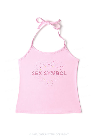 Rhinestone Sx Symbol Y2K Halter Neck Cami Cherrykitten