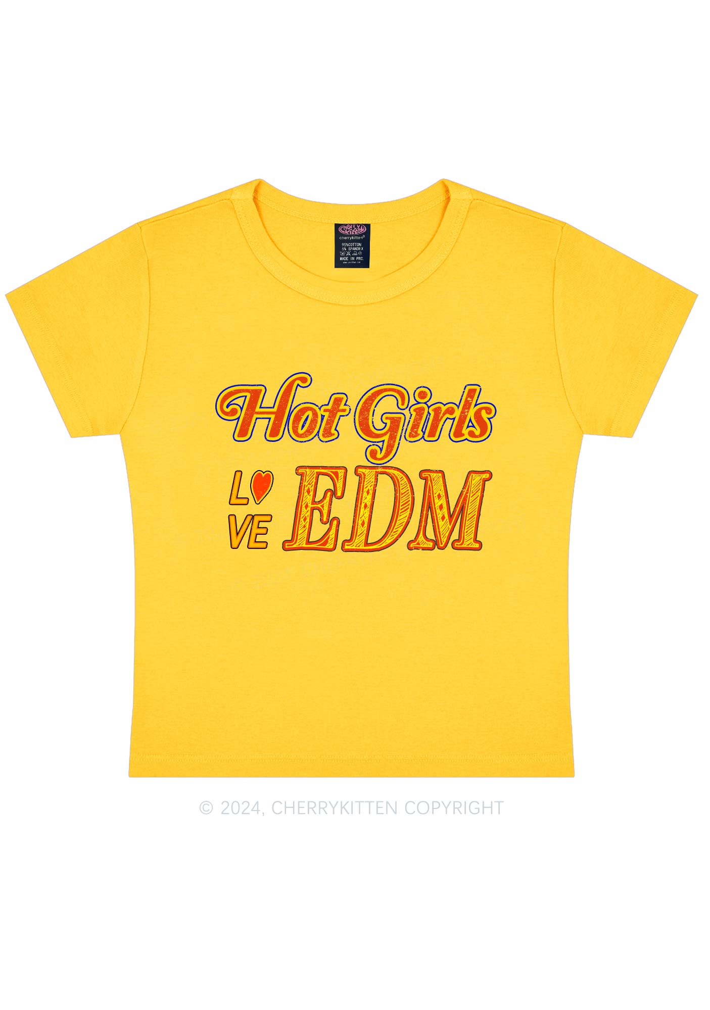 Hot Girls Love Edm Y2K Baby Tee Cherrykitten