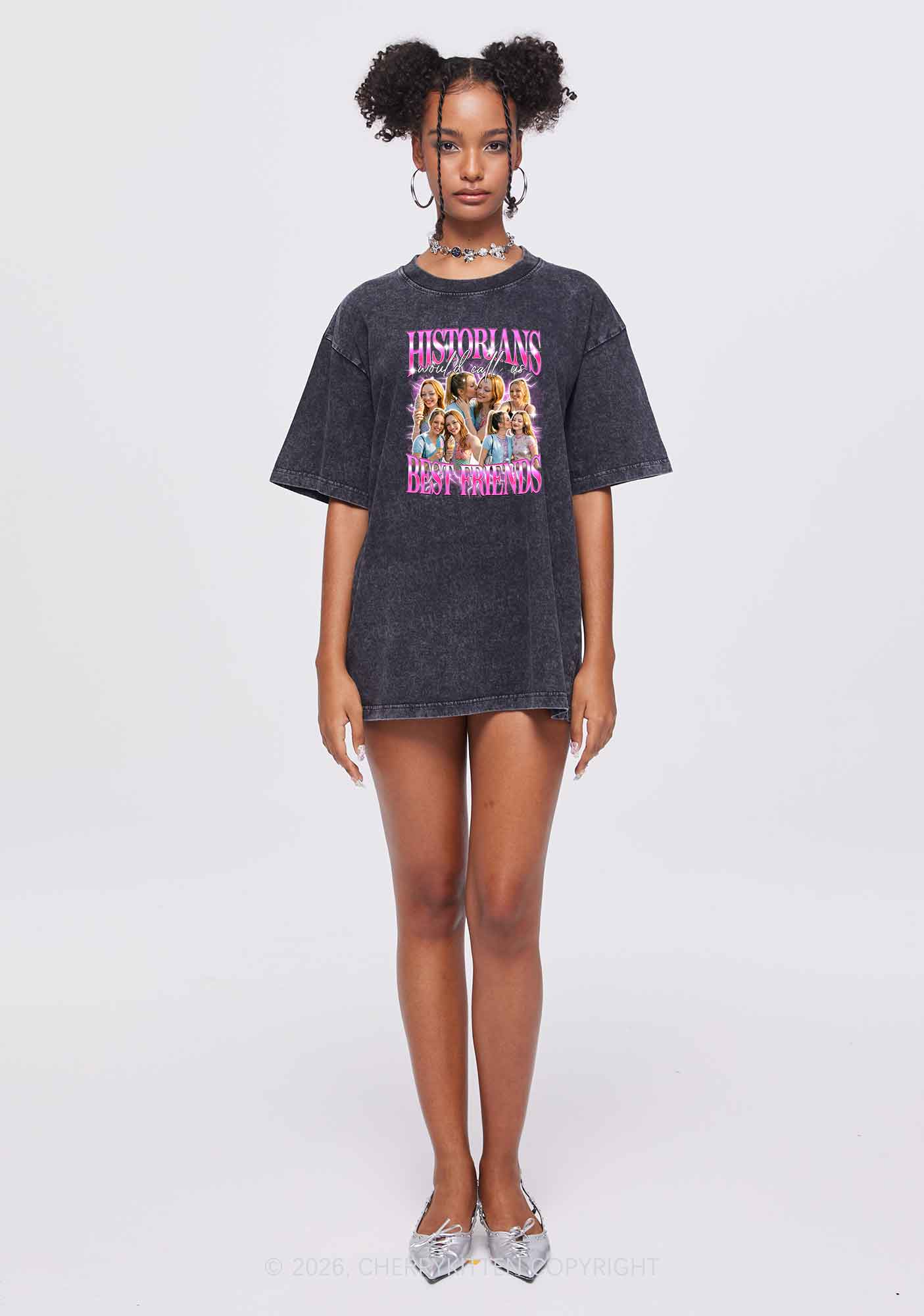 Custom Best Friends Photos Pride Y2K Shirts Washed Tee Cherrykitten