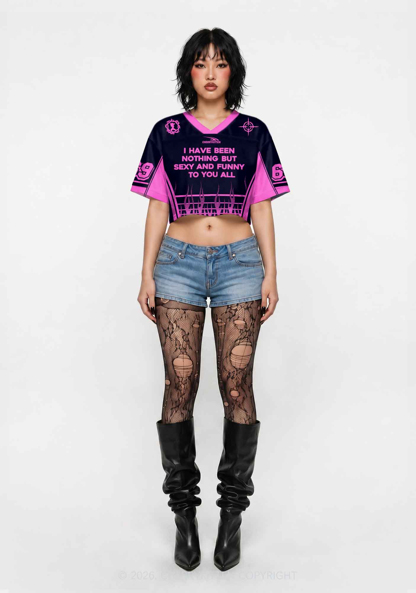 I Have Been Funny Y2K Crop Sport Jersey Shirts Cherrykitten