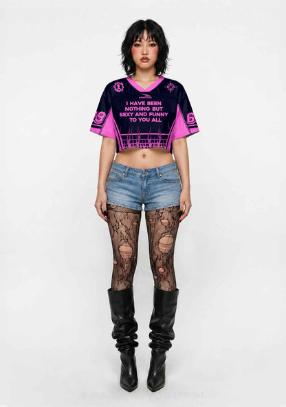 I Have Been Funny Y2K Crop Sport Jersey Shirts Cherrykitten