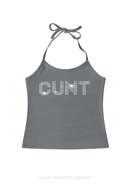 Rhinestone Cxxt Y2K Halter Neck Cami Cherrykitten