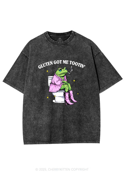 Gluten Got Me Tootin Y2K Shirts Washed Tee Cherrykitten