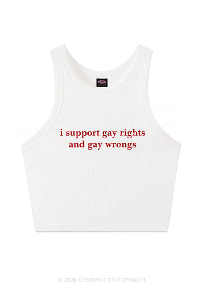 Glitter I Support Gay Rights Pride Y2K Crop Tank Top Cherrykitten