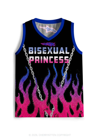 Bisexual Princess Flame Pride Y2K Sport Jersey Tank Cherrykitten