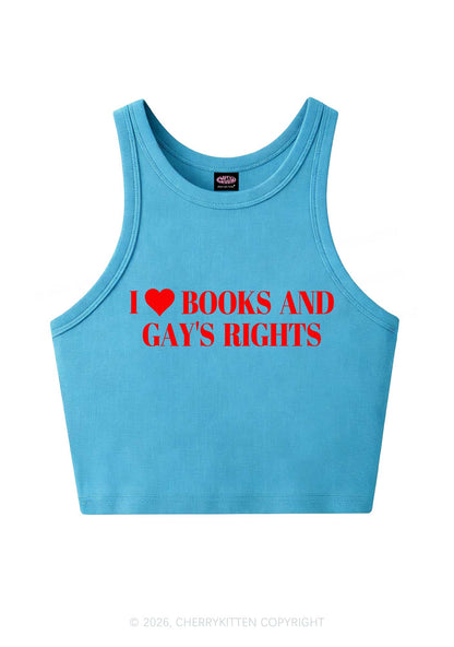 I Love Books And Gay Rights Pride Y2K Crop Tank Top Cherrykitten