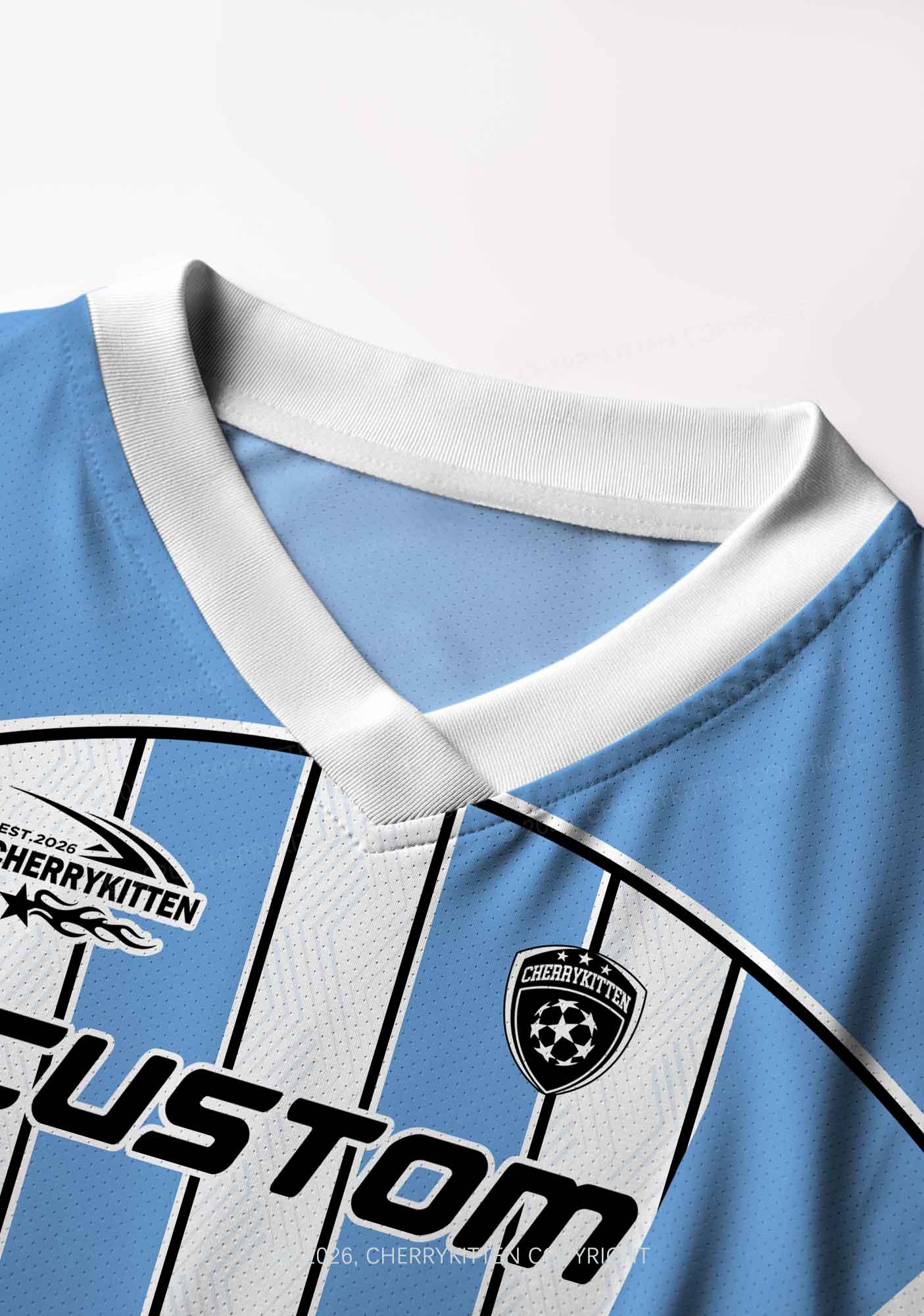Custom Blue White Stripes Y2K Crop Football Jersey Shirts Cherrykitten