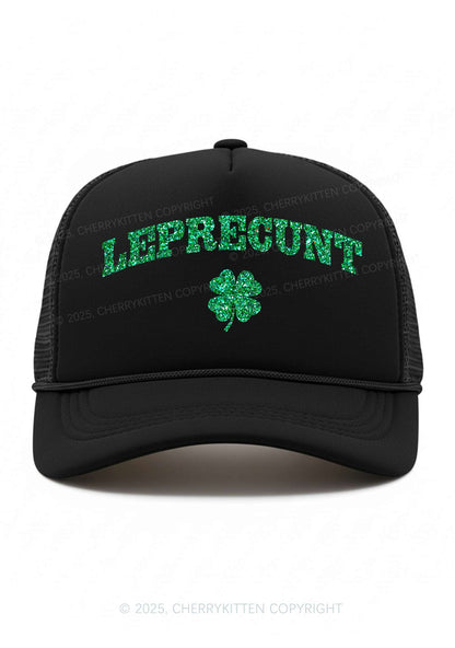 Glitter Leprecunt St Patricks Y2K Trucker Hat Cherrykitten