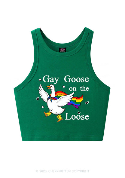 Gay Goose On The Loose Pride Y2K Crop Tank Top Cherrykitten