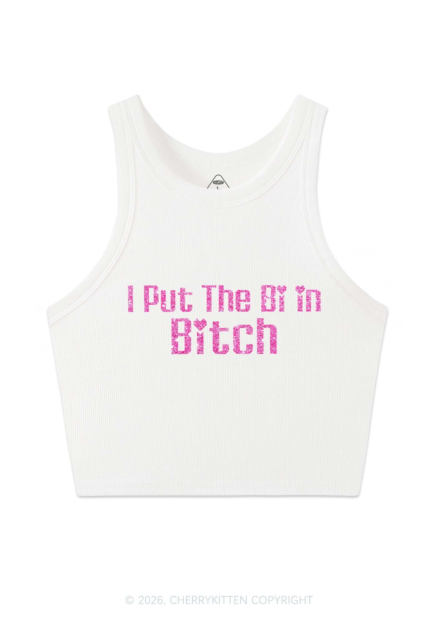 Glitter Put The Bi In Bxxch Pride Y2K Crop Tank Top Cherrykitten