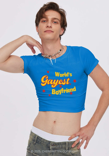 Worlds Gayest Boyfriend Pride Y2K Baby Tee Cherrykitten