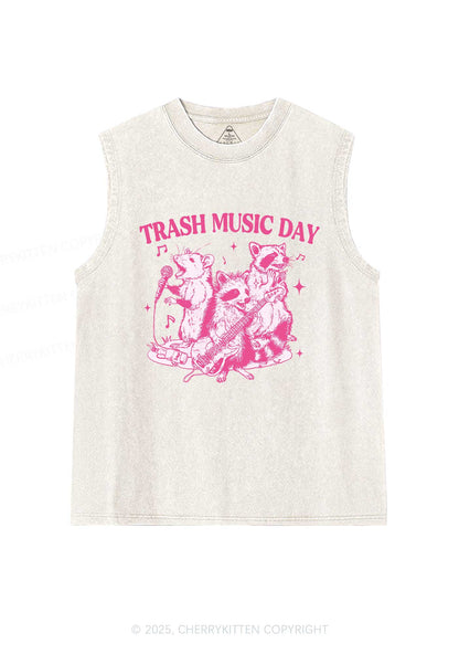 Trash Music Day Y2K Washed Muscle Tank Cherrykitten