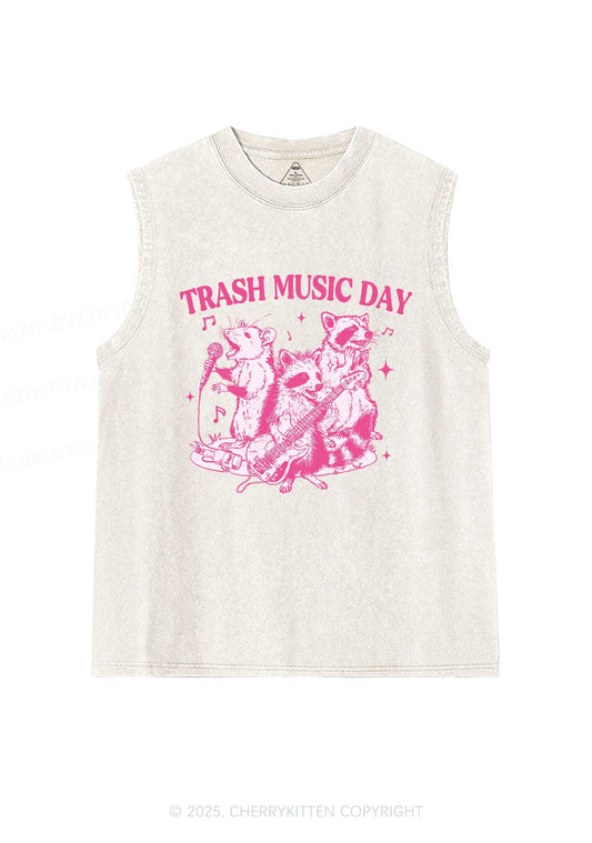 Trash Music Day Y2K Washed Muscle Tank Cherrykitten