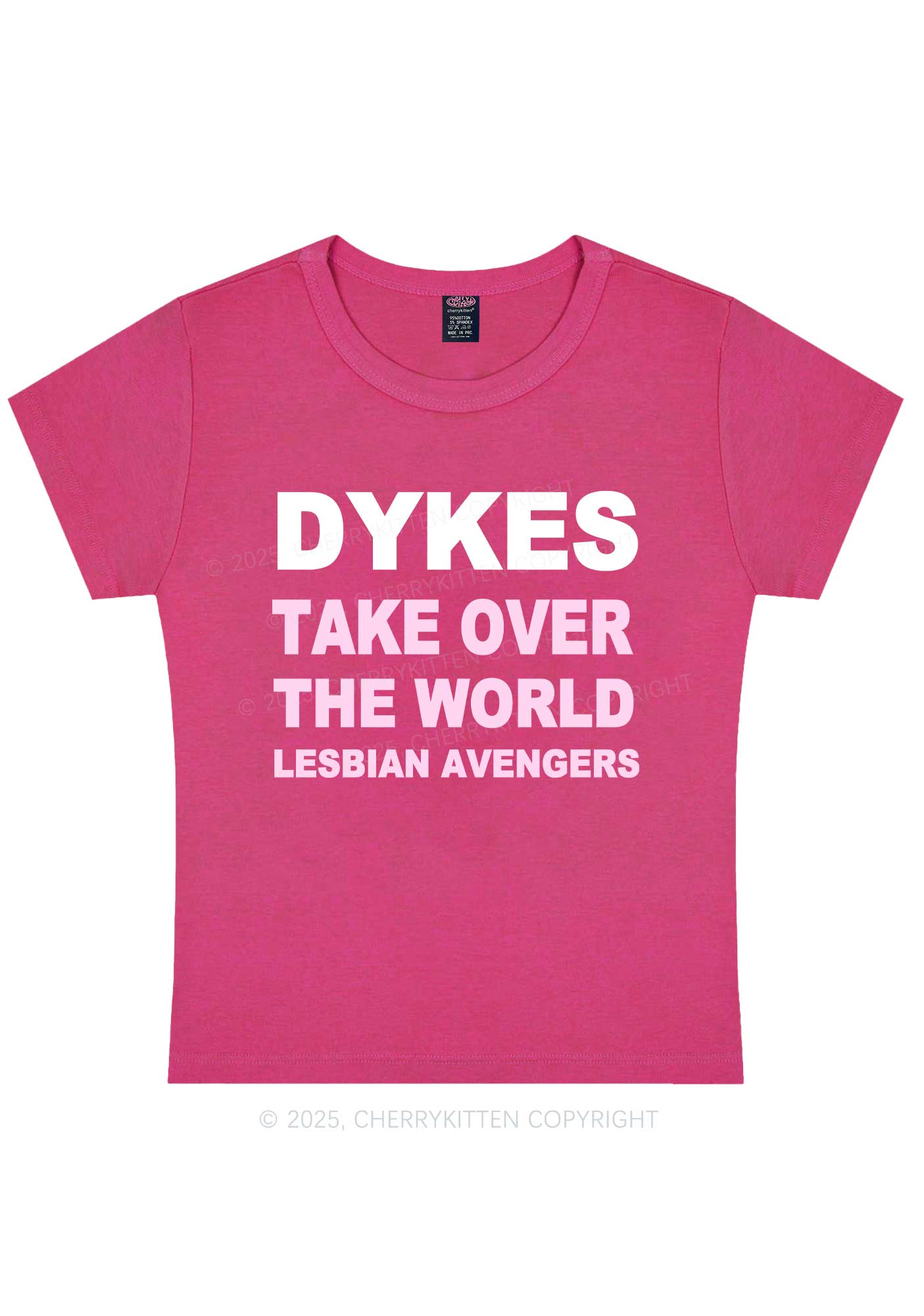 Dyke Take Over The World Y2K Baby Tee Cherrykitten