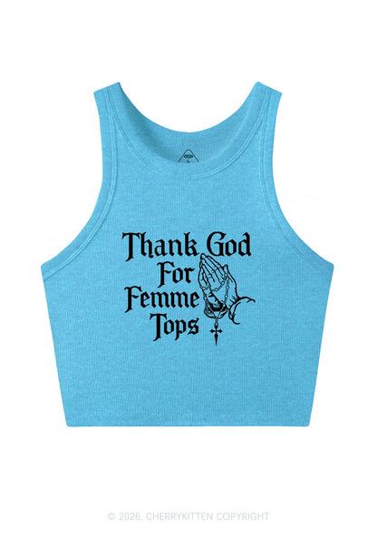 Thank God For Femme Tops Pride Y2K Crop Tank Top Cherrykitten