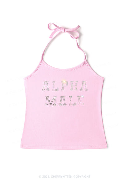 Rhinestone Alpha Male Y2K Halter Neck Cami Cherrykitten