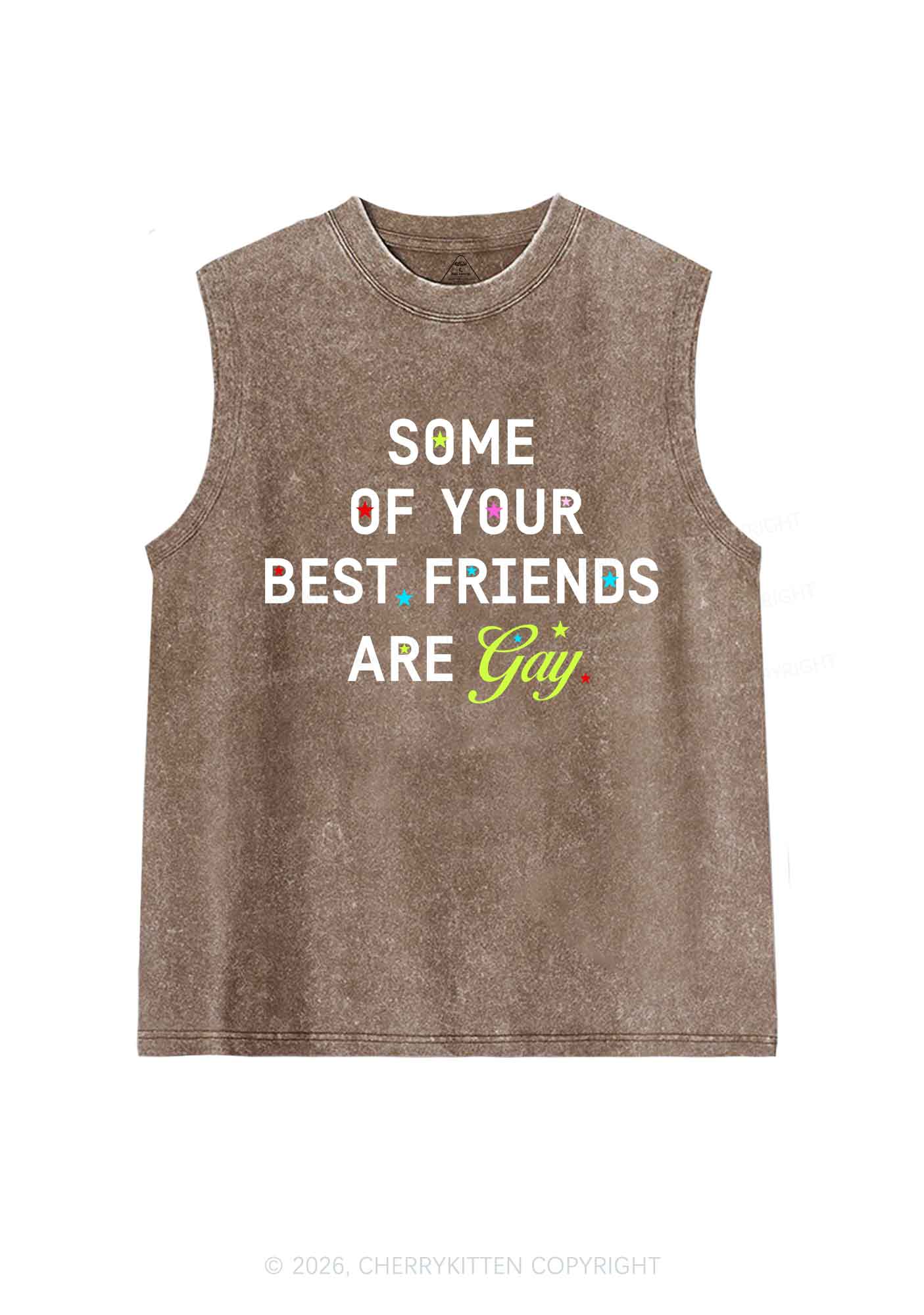 Your Best Friends Are Gay Pride Y2K Washed Muscle Tank Cherrykitten