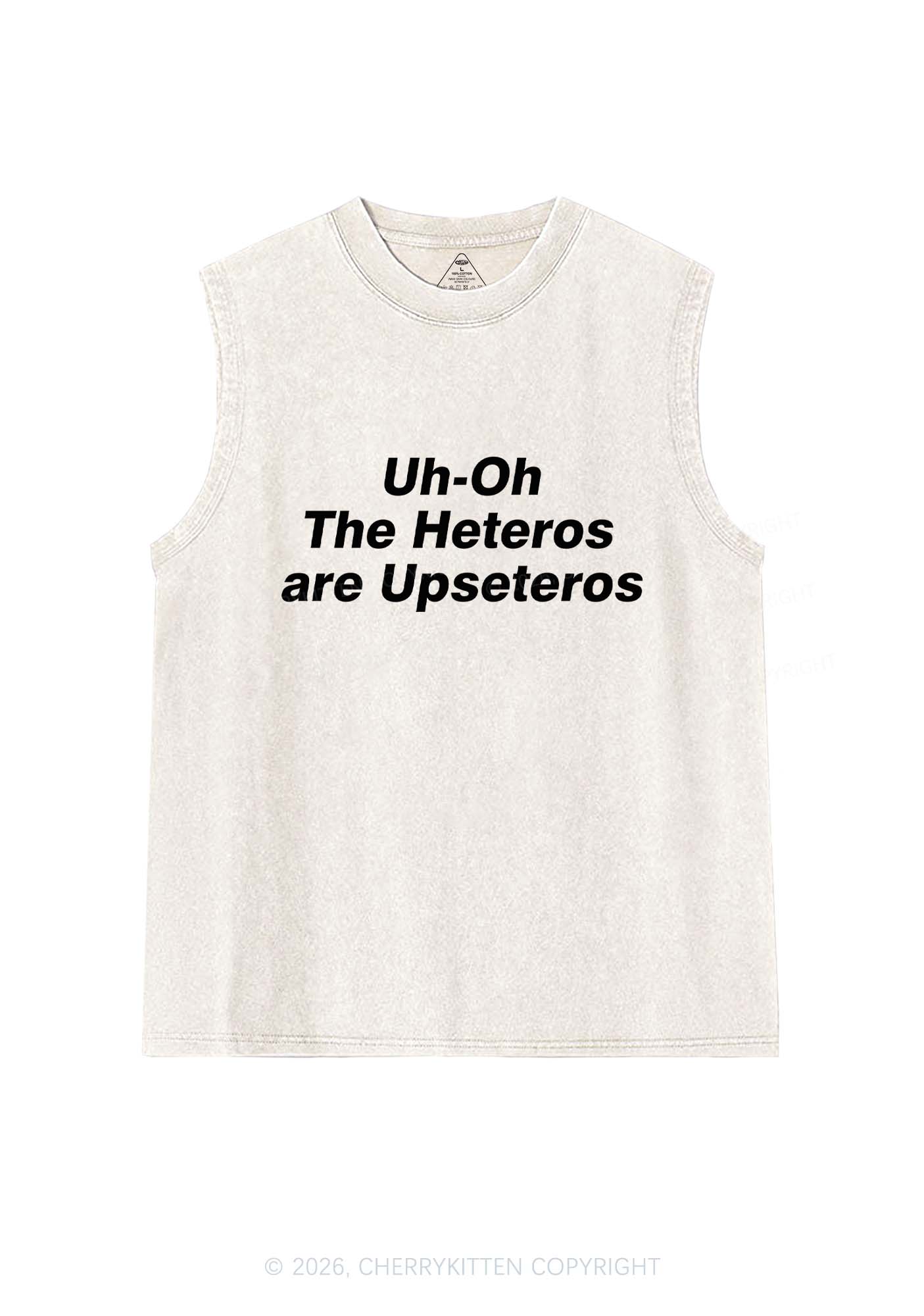 The Heteros Are Upseteros Pride Y2K Washed Muscle Tank Cherrykitten