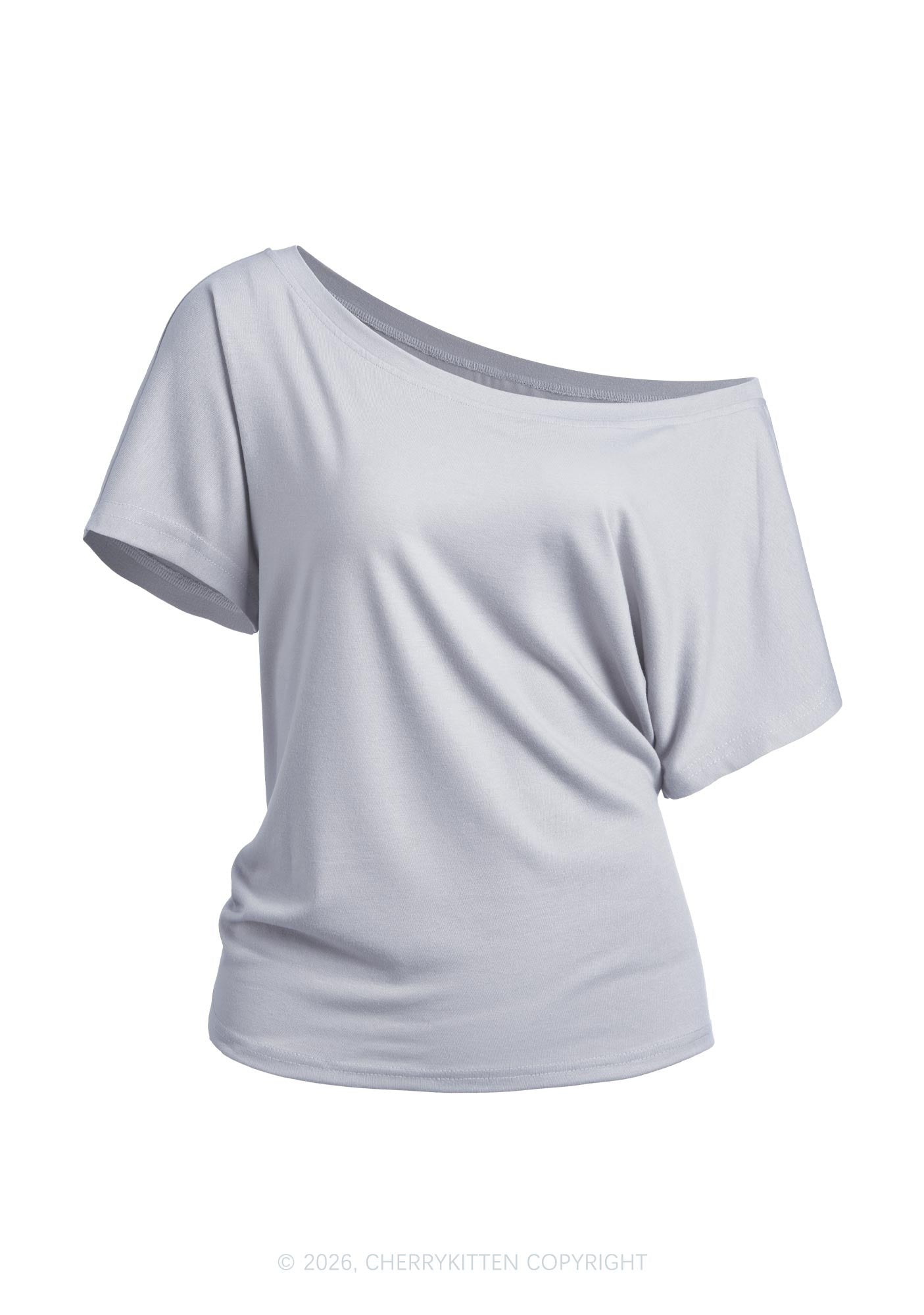 Plain Y2K Off Shoulder Tee Cherrykitten