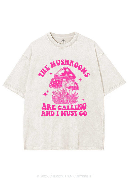 The Mushrooms Are Calling Y2K Shirts Washed Tee Cherrykitten