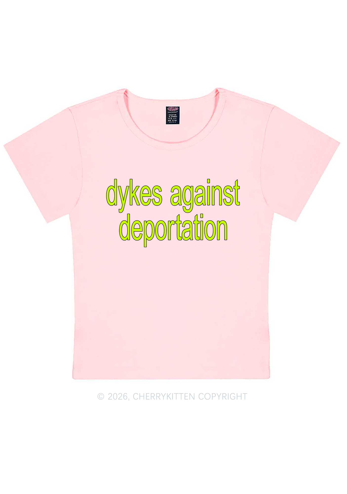 Dykes Against Deportation Pride Y2K Baby Tee Cherrykitten