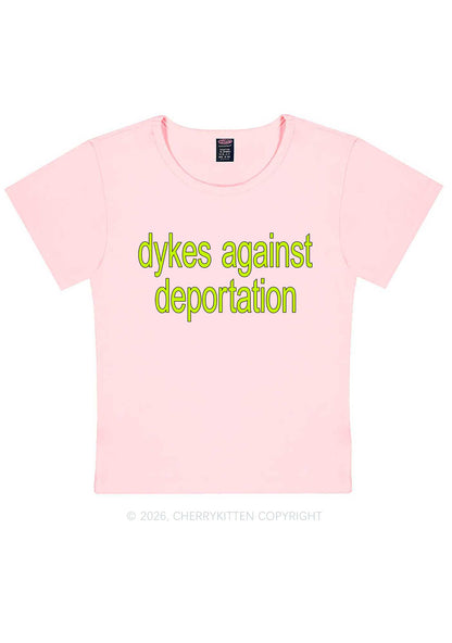 Dykes Against Deportation Pride Y2K Baby Tee Cherrykitten