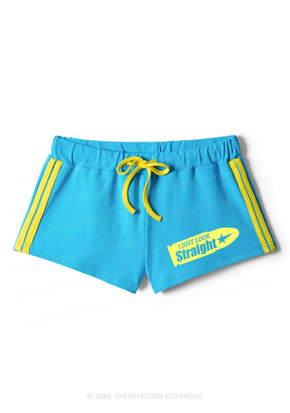 I Just Look Straight Pride Y2K Drawstring Mini Shorts Cherrykitten