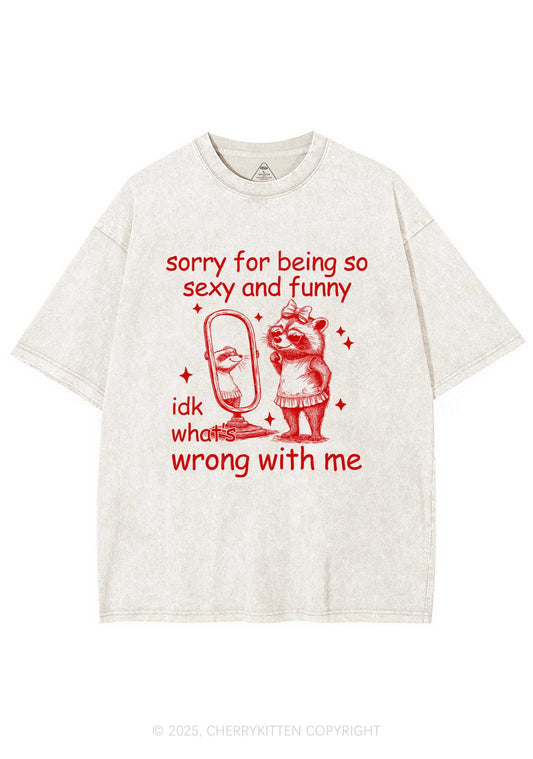 So Funny Raccoon Y2K Shirts Washed Tee Cherrykitten
