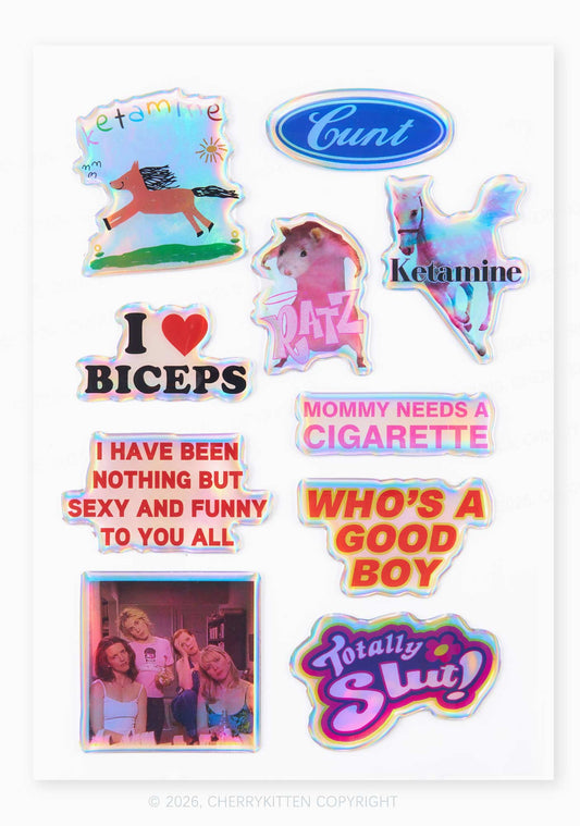 Cherrykitten Popular Holographic Y2K Stickers Pack Of 10