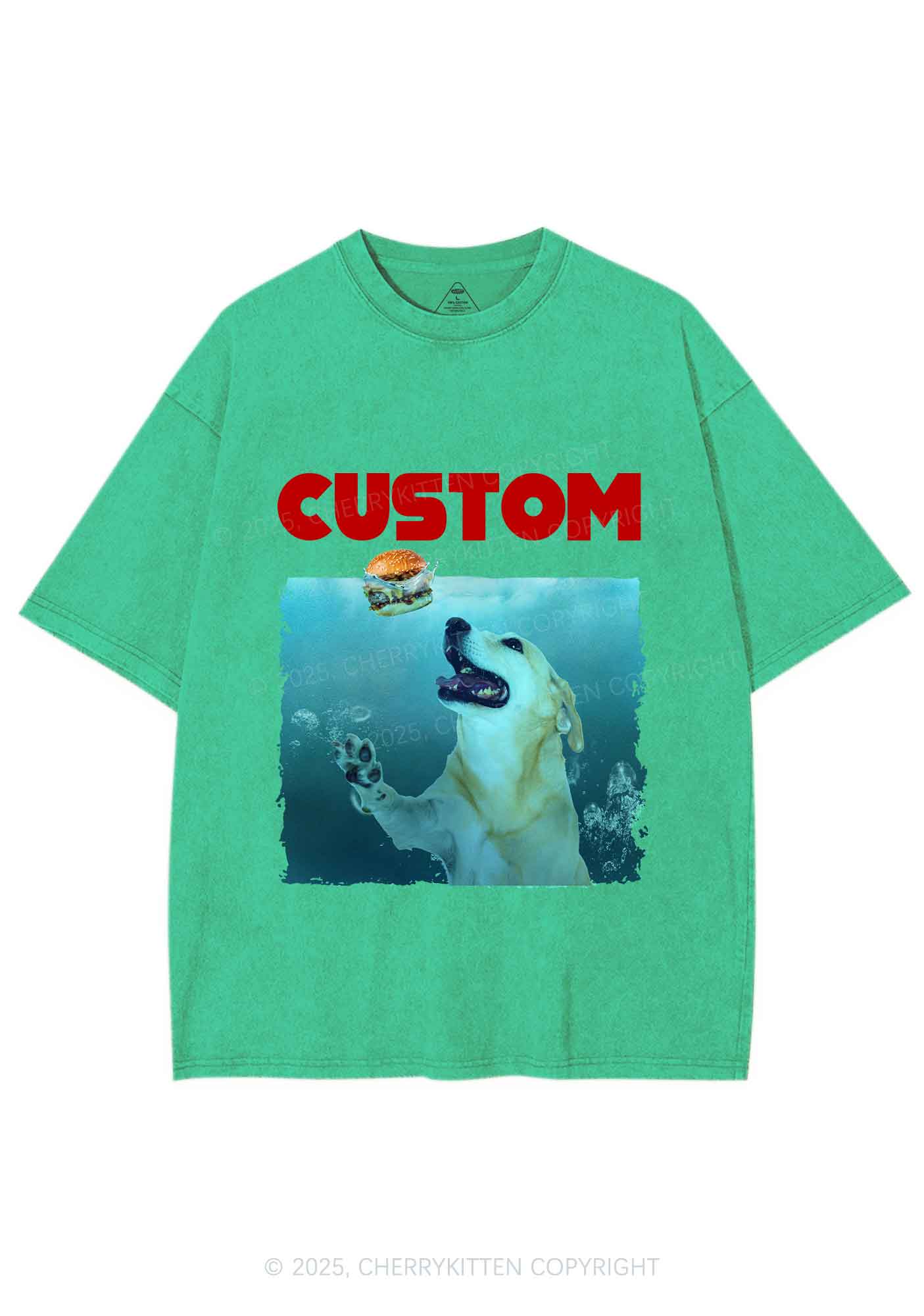 Custom Jowls Dog Y2K Shirts Washed Tee Cherrykitten