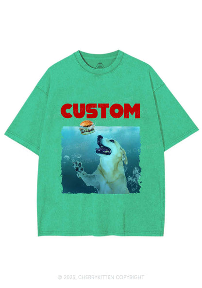 Custom Jowls Dog Y2K Shirts Washed Tee Cherrykitten