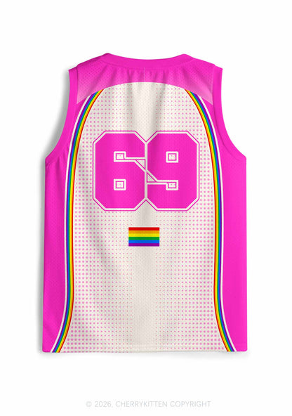 Hot Pink Dots Suffer From Gay Thoughts Pride Y2K Sport Jersey Tank Cherrykitten