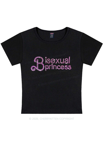 Rhinestone Bisexual Princess Pride Y2K Baby Tee Cherrykitten