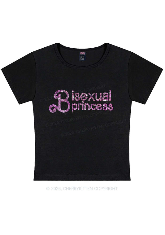 Rhinestone Bisexual Princess Pride Y2K Baby Tee Cherrykitten