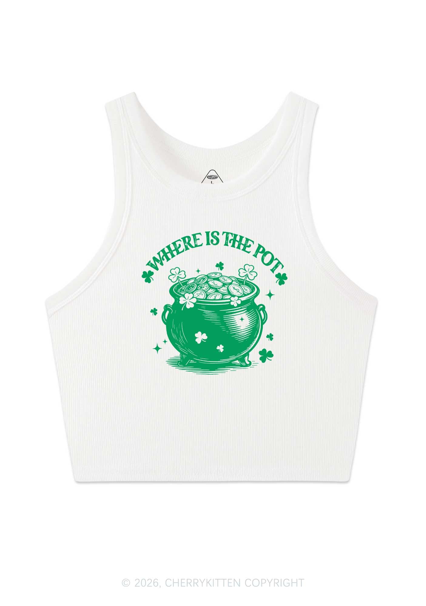 Where Is The Pot St Patricks Y2K Crop Tank Top Cherrykitten