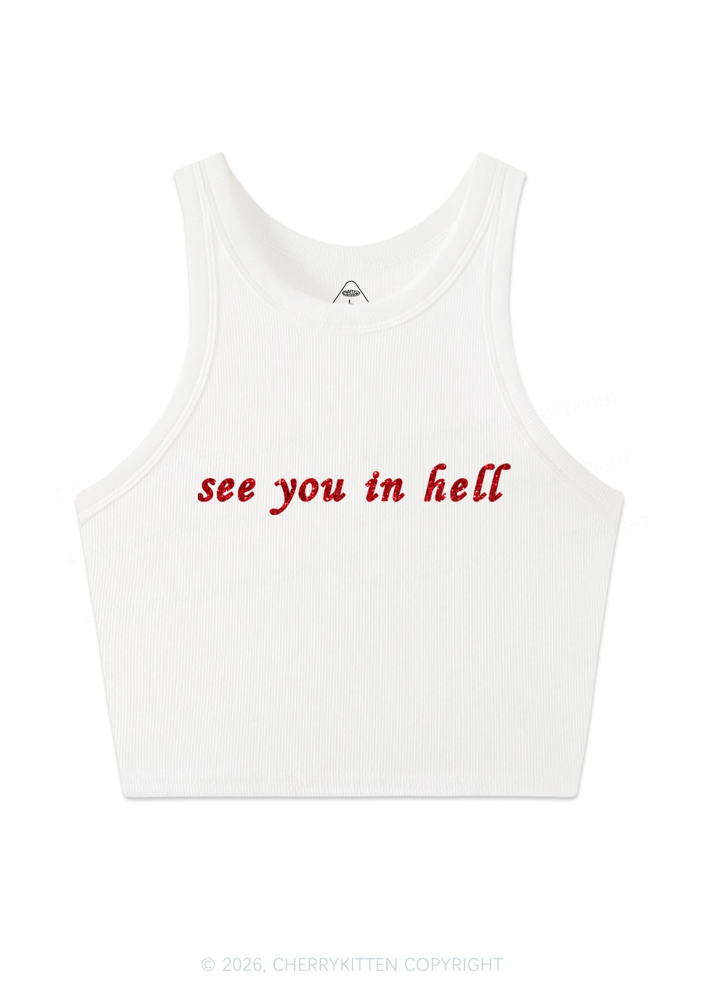 Glitter See You In Hell Pride Y2K Crop Tank Top Cherrykitten