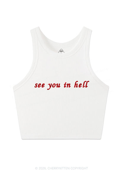 Glitter See You In Hell Pride Y2K Crop Tank Top Cherrykitten
