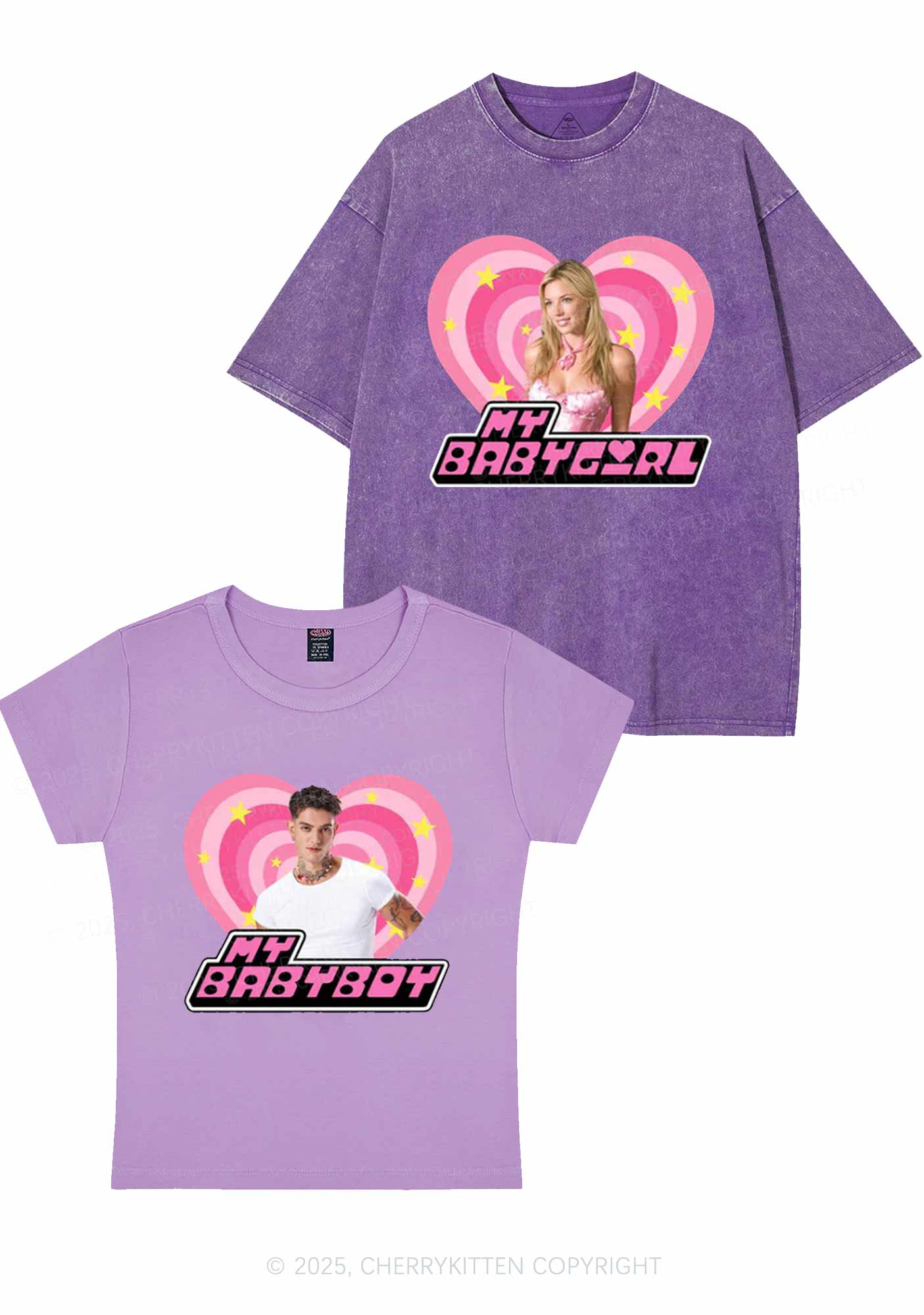 Custom Photo My Baby Y2K Valentine's Day Couple Shirt Cherrykitten