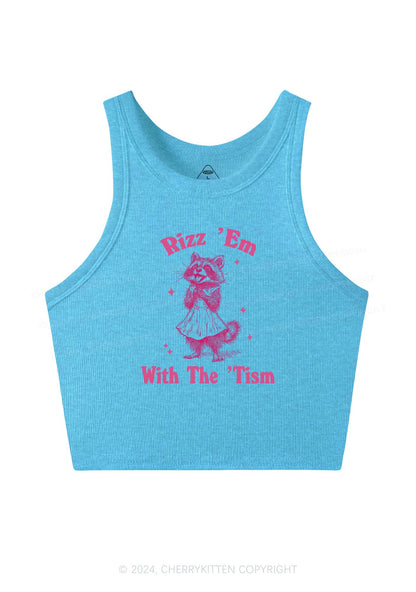 Rizz Em With The Tism Y2K Crop Tank Top Cherrykitten