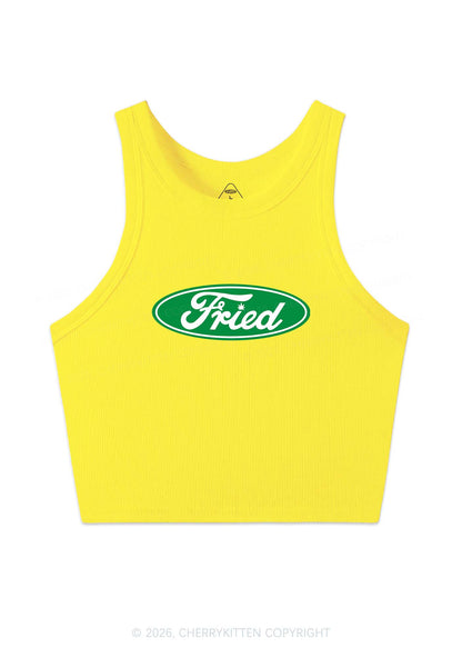 Green Fried Y2K Crop Tank Top Cherrykitten