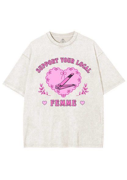 Support Your Local Femme Y2K Shirts Washed Tee Cherrykitten