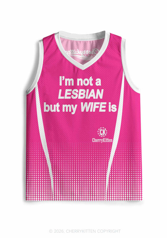 Im Not Lesbian But My Wife Is Pride Y2K Sport Jersey Tank Cherrykitten